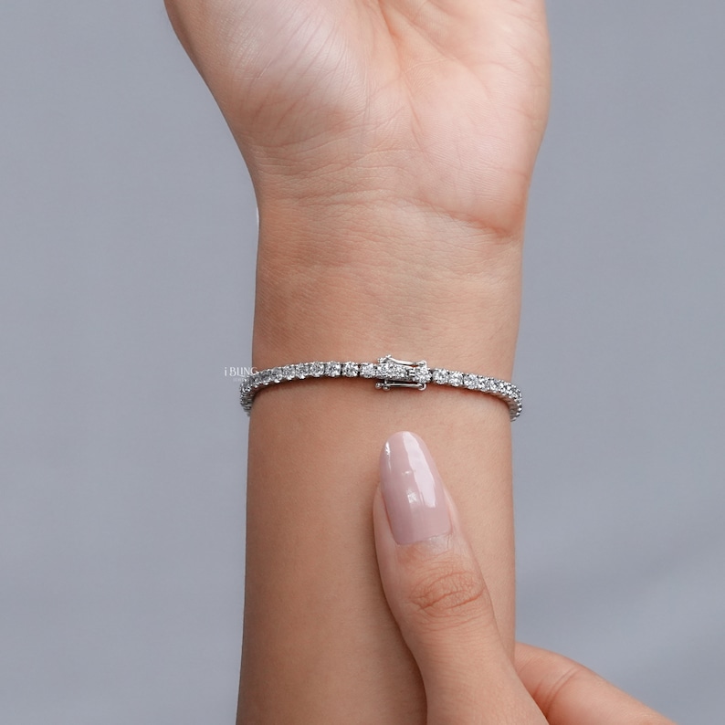 Round Cut Lab Grown Diamond Bracelet / 2.80 MM Round Cut Diamond Tennis Bracelet / Women's Wedding Bracelet / Eco-Friendly Diamond Bracelet