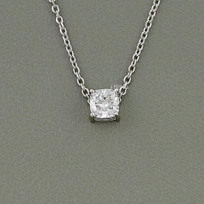 Square Cushion Lab Grown Diamond Pendant / Eco Friendly Diamond Solitaire Pendant / Conflict Free Diamond Minimalist Pendant For Bridal Gift