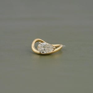 Pear Cut Lab Grown Diamond Solitaire Ring/ Eco Friendly Diamond Engagement Ring/ CVD Diamond East West Set Curved Bridal Ring/ Gift For Wife