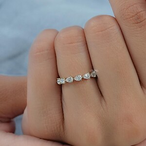Eco-Friendly Pear-Cut Diamond Full Eternity Band/ 14K Solid Gold CVD Diamond Anniversary Band/ East-West Set Wedding Band/ Gift For Her