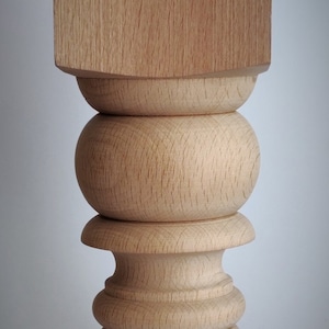 Beech Wood Furniture Leg: Turned Farmhouse Table Bed Feet (7.3&quot; x 2.75&quot;)