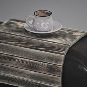 Mesa de braço de sofá Bandeja de braço de sofá de madeira bandeja de sofá de braço bandeja de sofá apoio de braço, suporte de telefone de mesa de braço de sofá apoio de braço bandeja de sofá de mesa