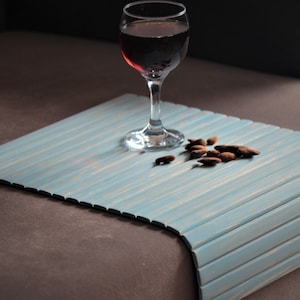 Sofa Tray Table (old blue),Sofa Arm Tray,Armrest Tray,Sofa Arm Table, Coffee Table, Wood Gifts, Sofa Table,Wood Tray,Gift,Rustic,Rustic wood