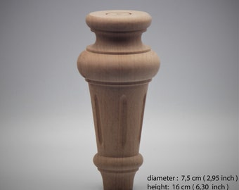 Beukenhouten meubelpoot: ongelakte gedraaide houten bed-/slaapbankpoten (6,3 x 2,95 inch)