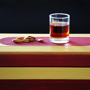 Handmade Wood Sofa Arm Tray Table: Cherry & Gold Finish