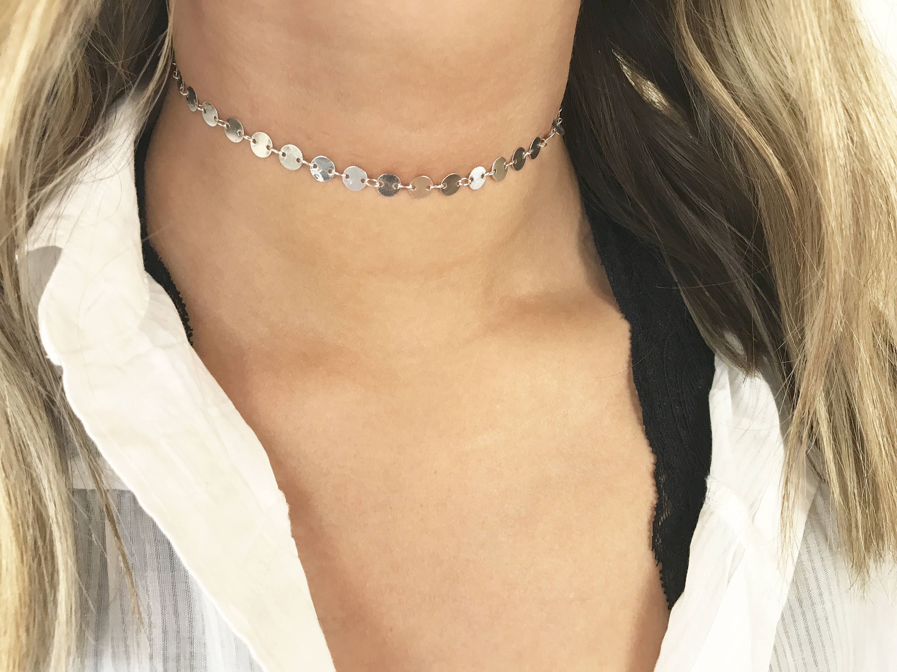 Silver disc choker Clearance