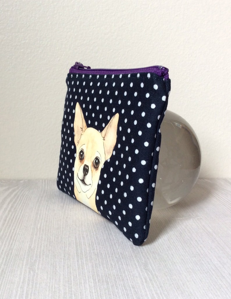 Gift For Her Fabric Card Holder Dog Change Purse Chihuahua Gift Dog Lover Gift Small Zipper Pouch Chihuahua Coin Pouch