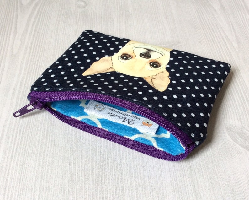 Gift For Her Fabric Card Holder Dog Change Purse Chihuahua Gift Dog Lover Gift Small Zipper Pouch Chihuahua Coin Pouch