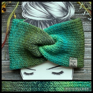 Womens Ombre Twisted Knit Ear Warmer // Twisted Knit Headband // Winter Ear Warmer // Multiple Colors Evergreen