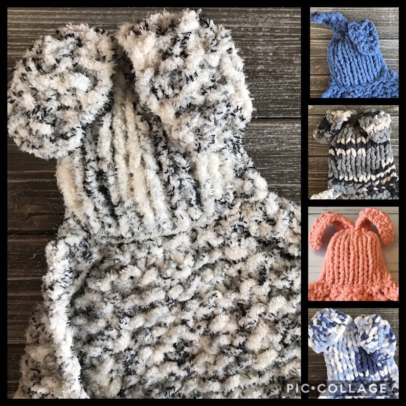 HandKnit Cuddle Bunny // Bernat Baby Blanket Yarn // Bernat Etsy