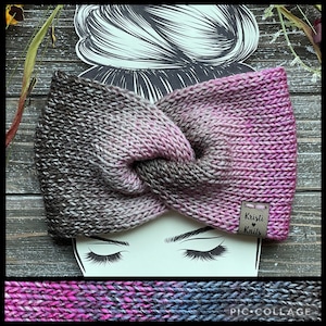 Womens Ombre Twisted Knit Ear Warmer // Twisted Knit Headband // Winter Ear Warmer // Multiple Colors Violets