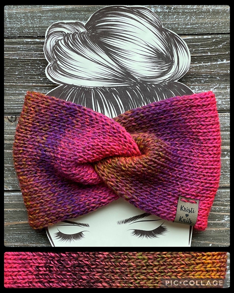 Womens Ombre Twisted Knit Ear Warmer // Twisted Knit Headband // Winter Ear Warmer // Multiple Colors Pink Marmalade