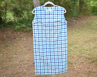 60s Mod Blue Check Shift Robe