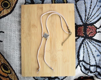 Blush Pink Suede Bolo Tie Necklace