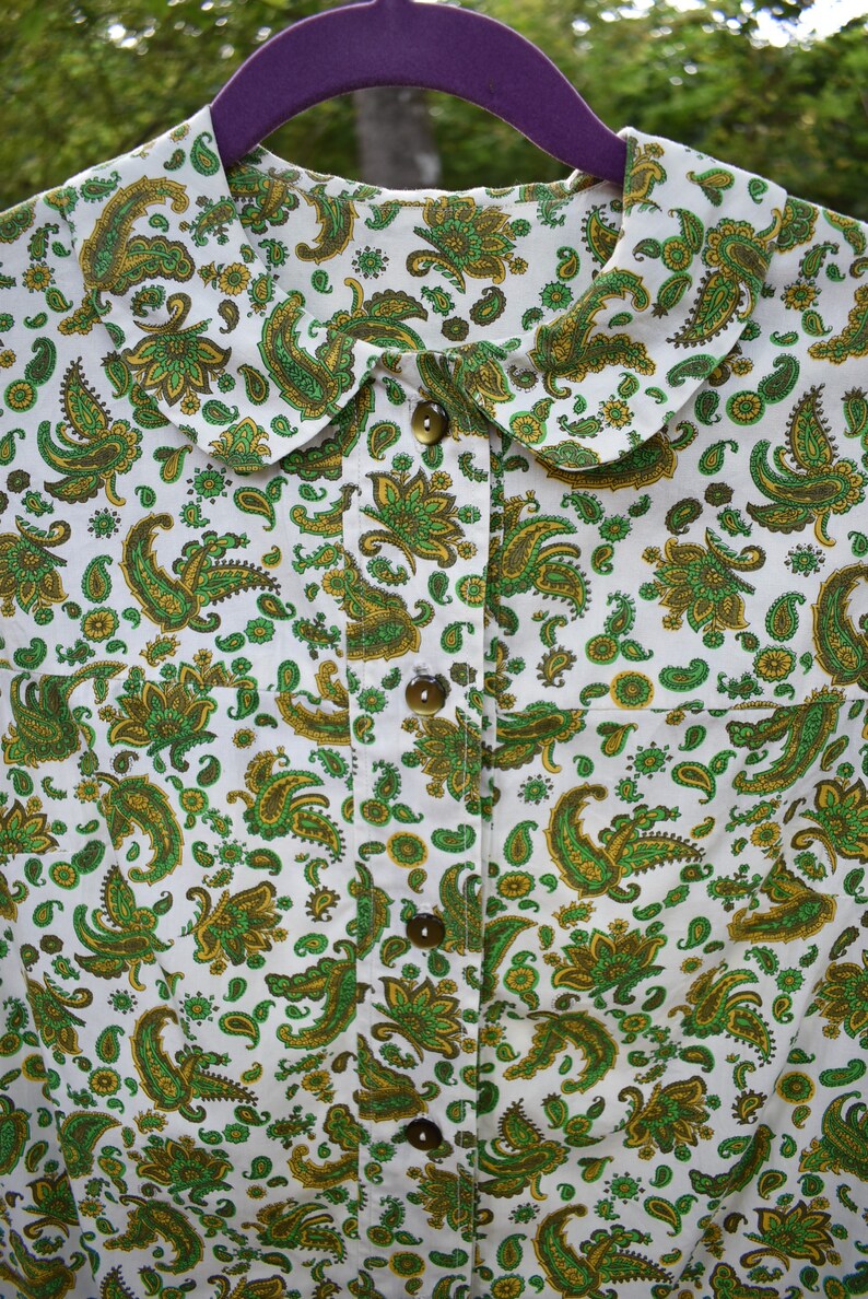 60s White & Green Paisley Mod Dress image 4