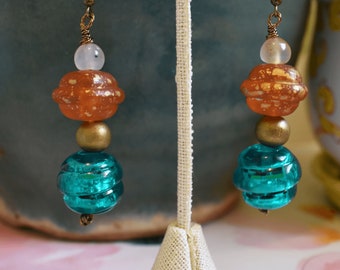 Chunky Vintage Bead Charm Earrings