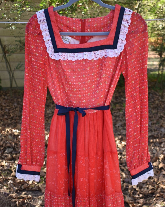 60s This is Yours Crimson and Navy Prairie Dress - image 4