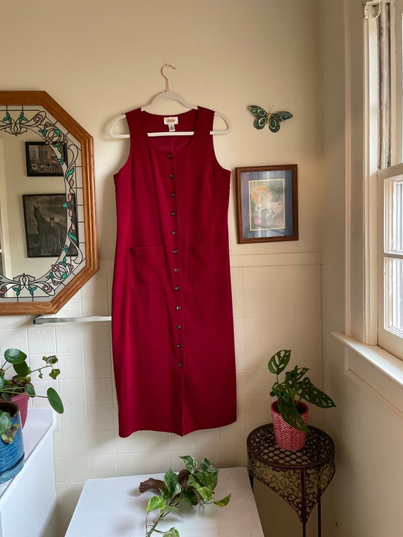 90s Talbots Red Holiday Dress - image 1