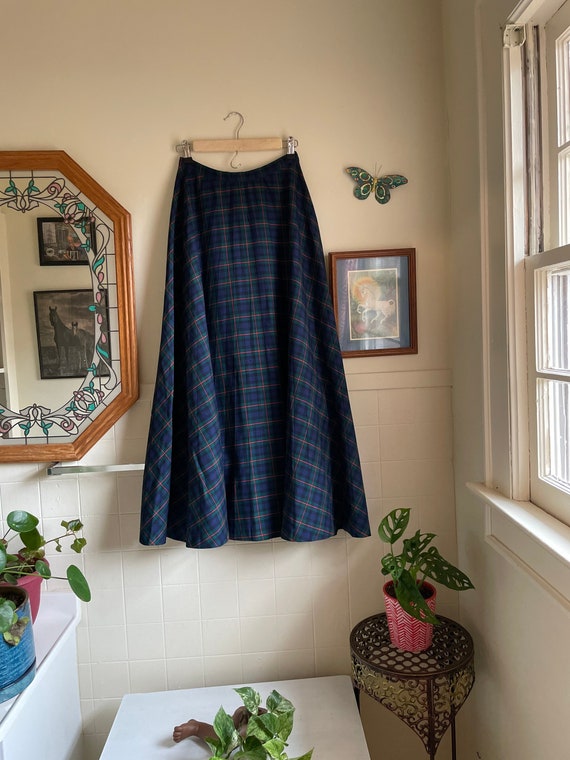 80s/90s Full Highwaist Plaid Holiday Skirt