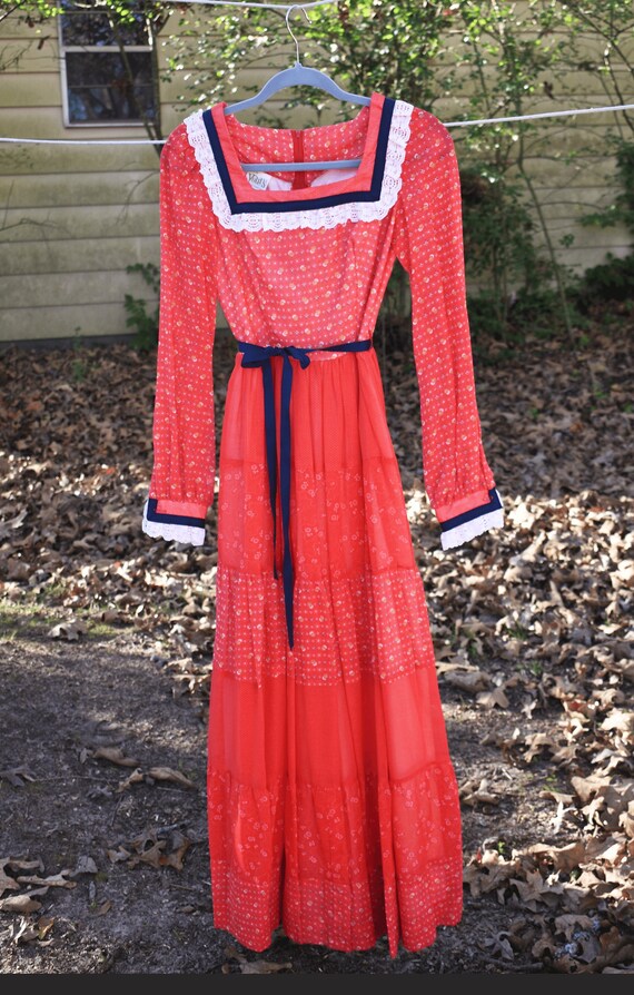 60s This is Yours Crimson and Navy Prairie Dress - image 2