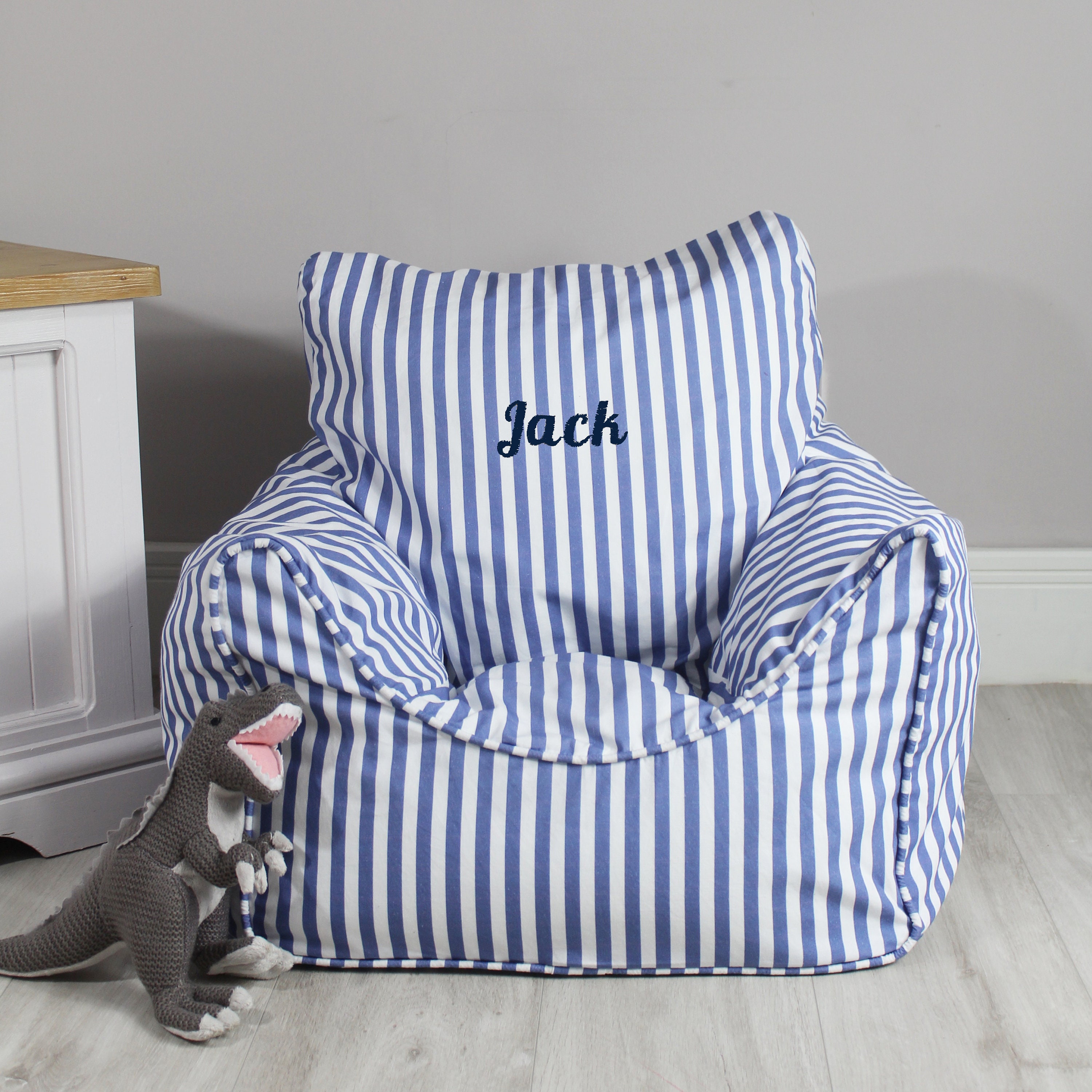 Personalised Child Stripe Bean Bag Chairs 2 Colours Etsy