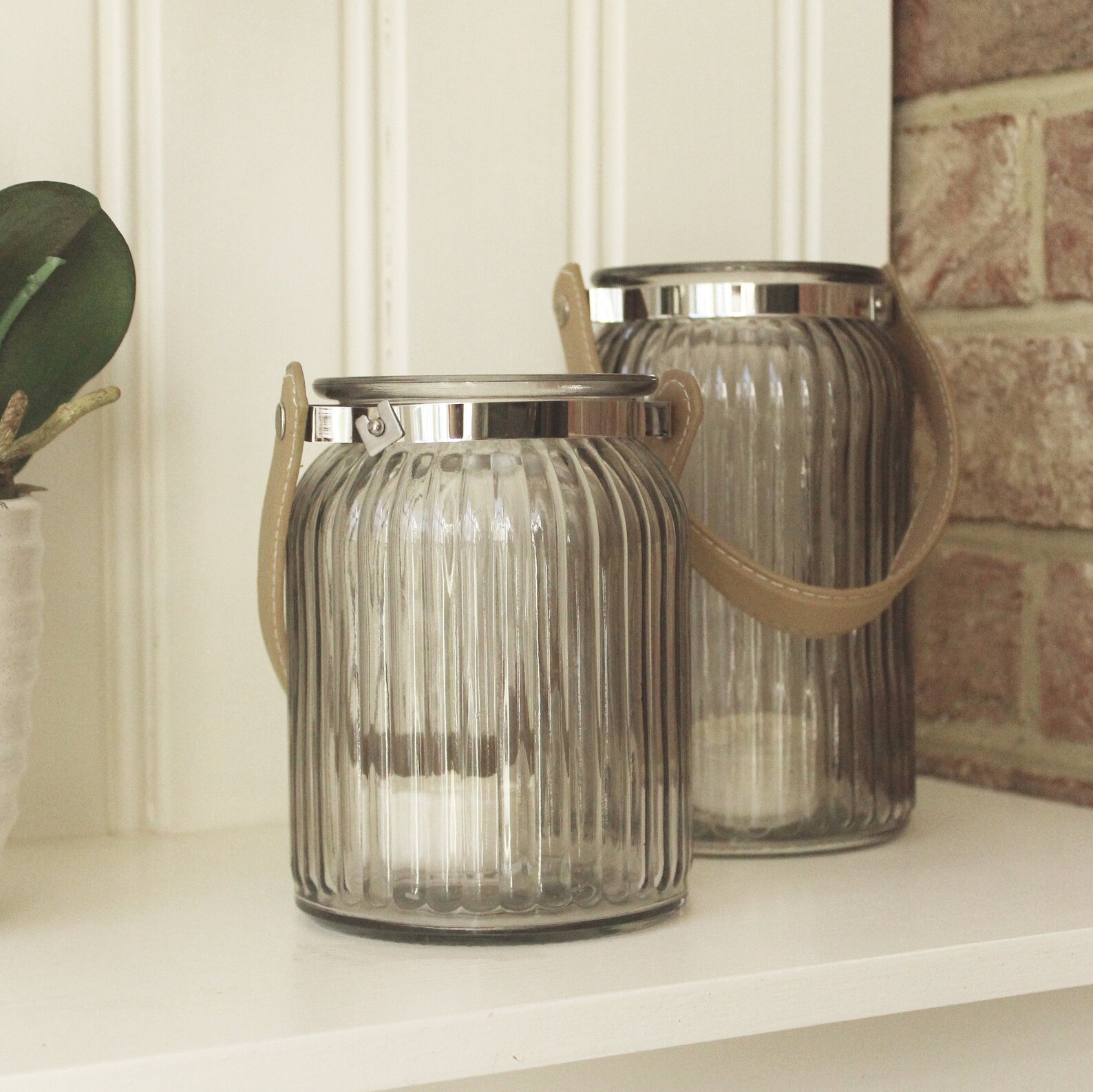 Ribbed Glass Candle Lantern Medium Etsy