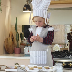 Personalised Grey Deer Child Apron & Hat Set