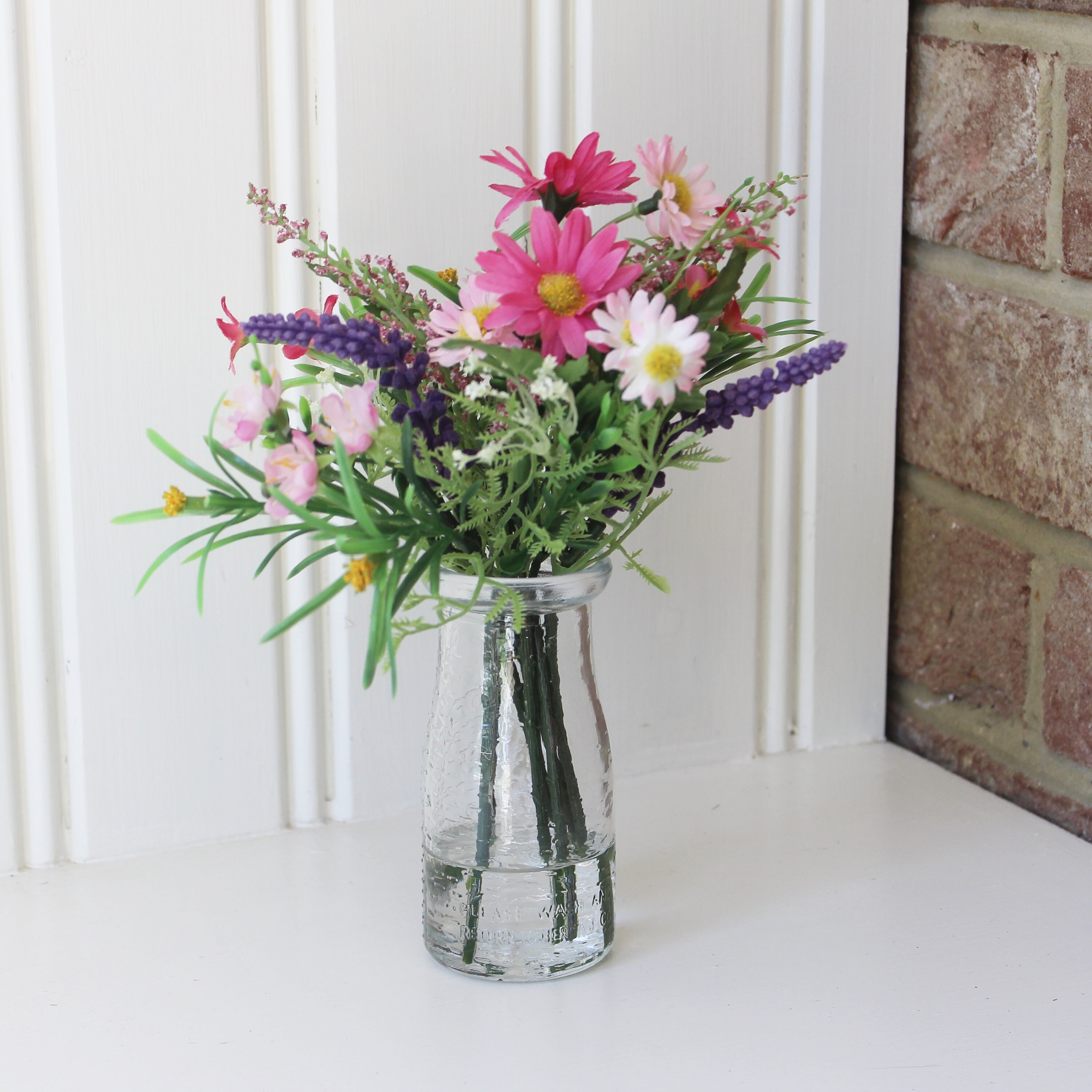 Artificial Pink Wild Flower Arrangement in Vase Etsy