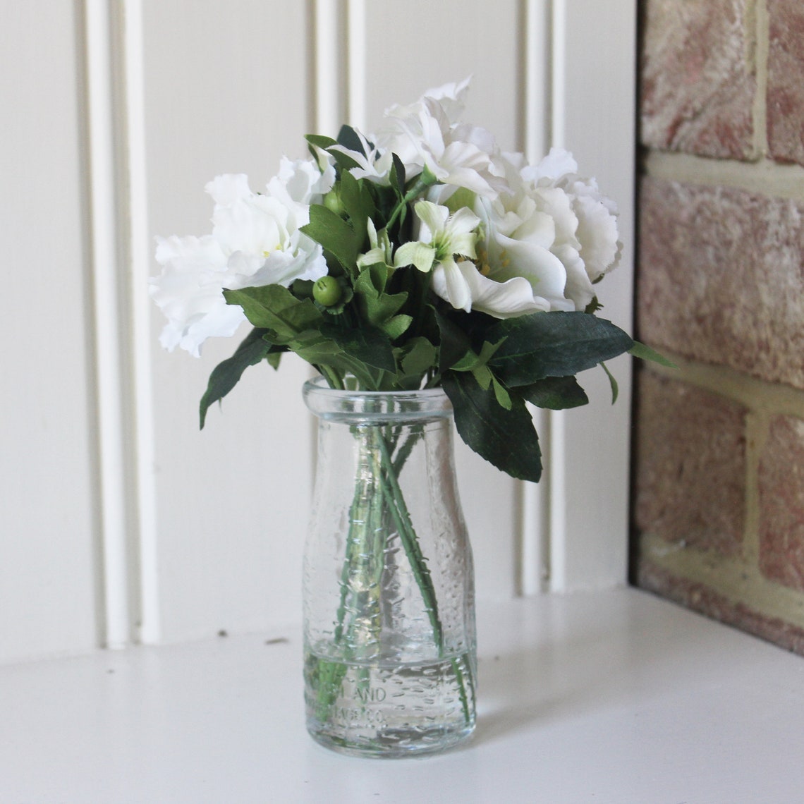 Artificial White Rose Flower Arrangement in Vase Etsy
