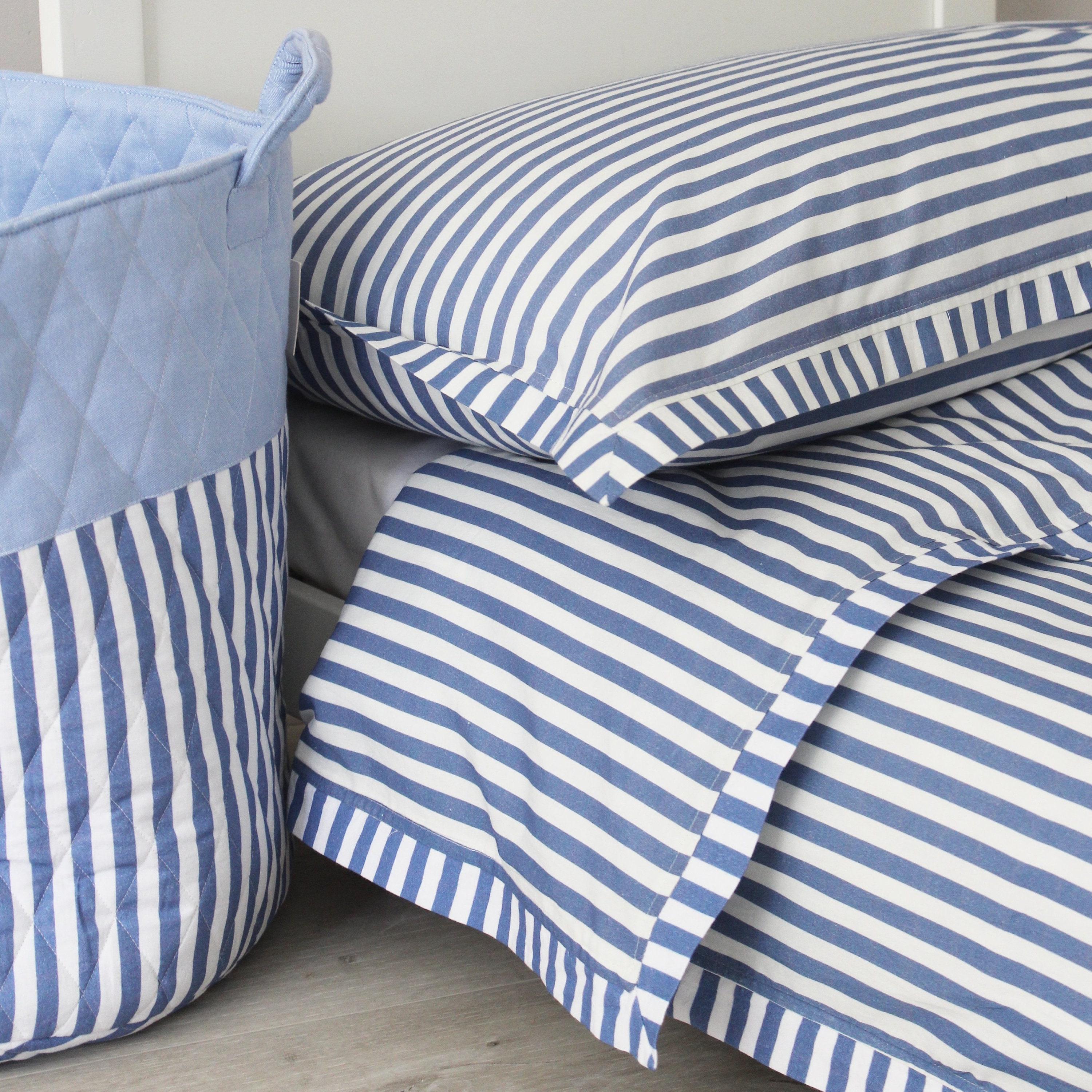 Blue Stripe Duvet Cover & Pillowcase Set Single Etsy