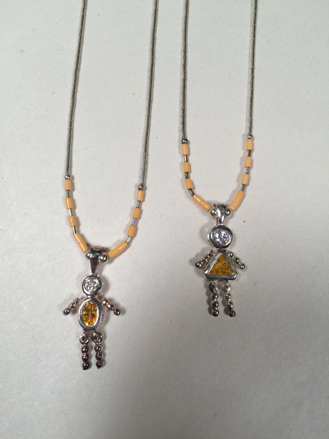 Yellow Crystal Beaded Boy/girl Necklace Etsy Australia