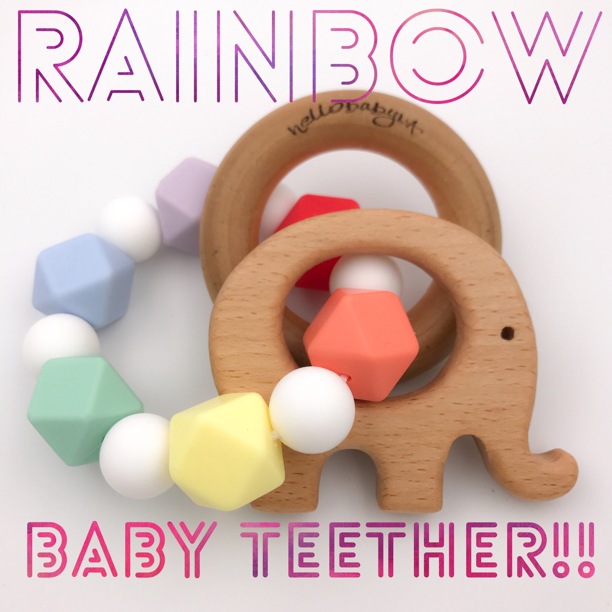 wooden silicone teether