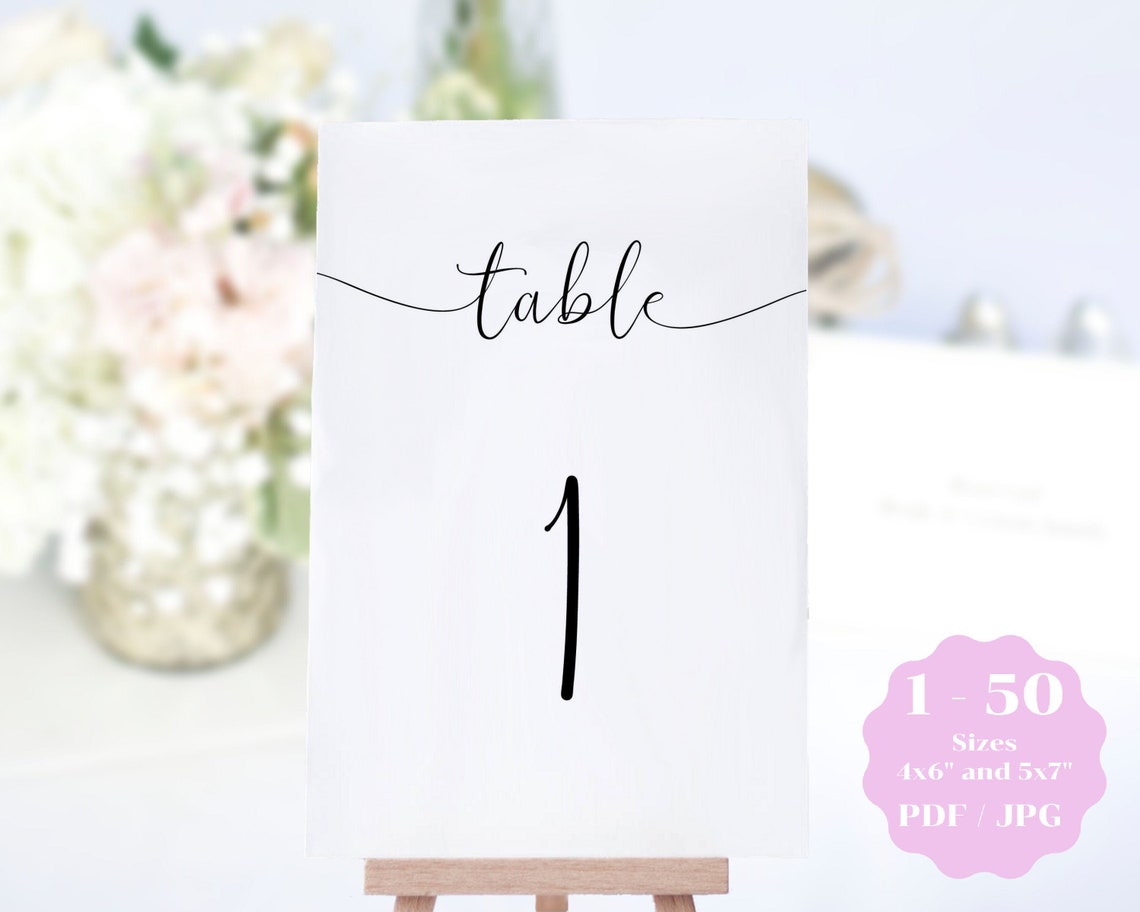 Table Numbers Printable Table Numbers Table Numbers 1-50 - Etsy