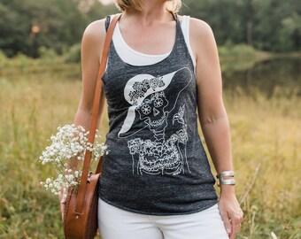 Day of the Dead Shirt, Women's Skull Tank Top, Skull Shirt, Dia de los Muertos Shirt, Catrina Shirt, Skull Tank Top, Graphic Tank