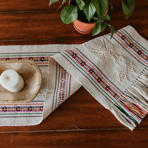 Mexican Woven Table Runner/Mother's Day Gift Spring Summer Colorful Table Runner/Oaxaca Artesania Decor/Macrame Table Runner/Boho Wedding