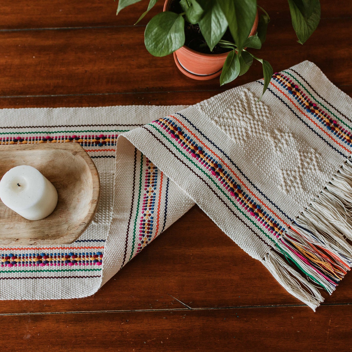 Mexican Woven Boho Table Runner/wedding Table Decor/mexican Themed Wedding/macrame Table Runner/boho Wedding - Etsy