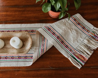 Mexican Woven Table Runner/Mother's Day Gift Spring Summer Colorful Table Runner/Oaxaca Artesania Decor/Macrame Table Runner/Boho Wedding