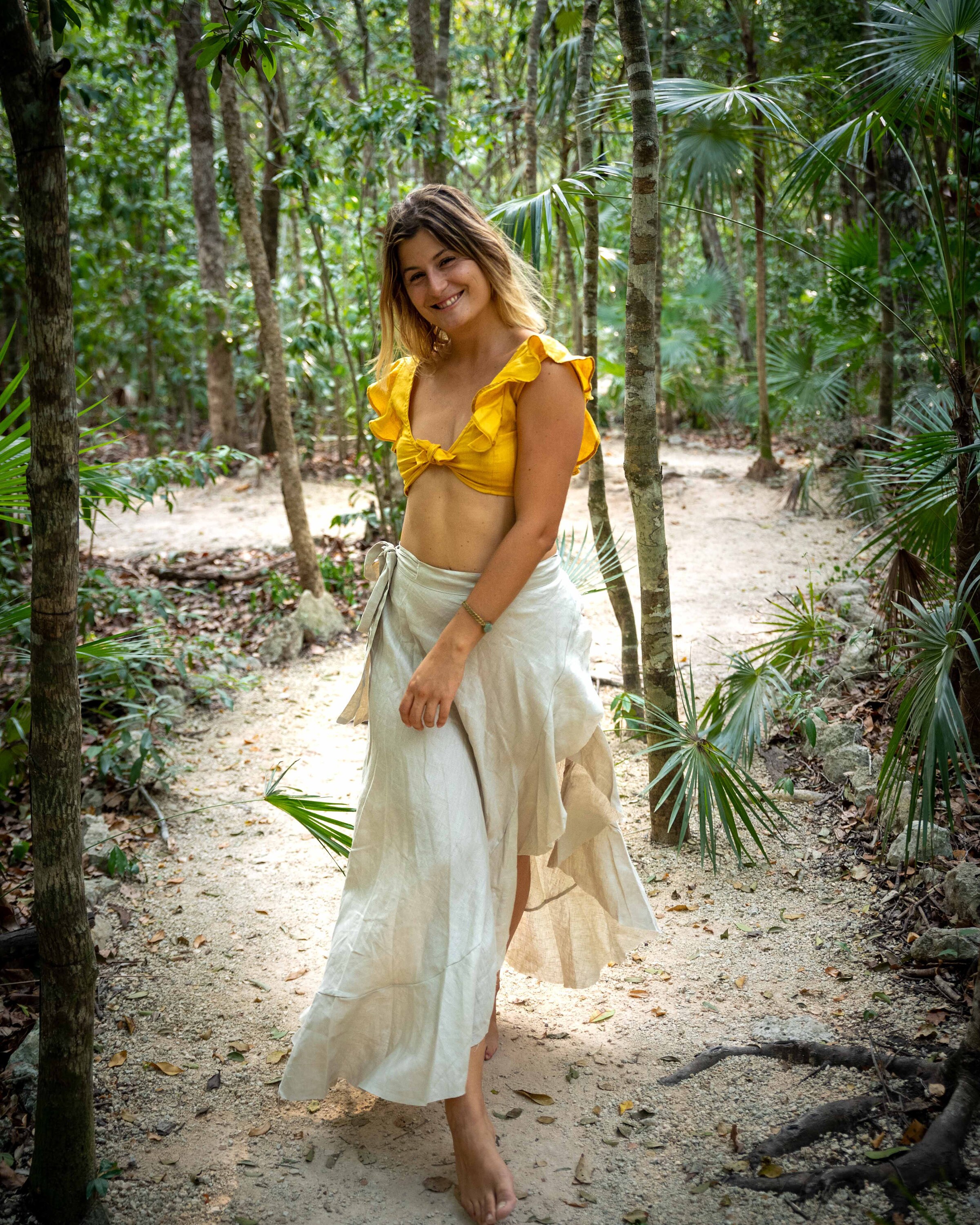 Island Wrap Skirt Mid Ruffle Linen Asymmetrical Ruffle Skirt | Etsy