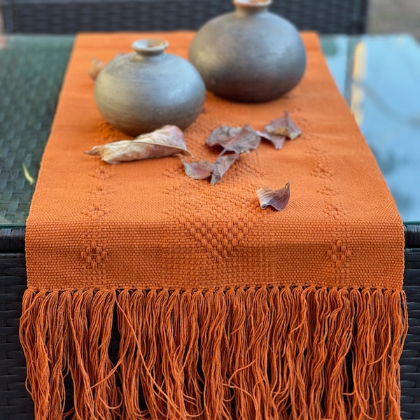 Mexican Woven Table Runner/Oaxaca Artesania/Holiday Table Decor/Fall Table Runner/Fall Decor/Thanksgiving Table Runner/Macrame Table Runner