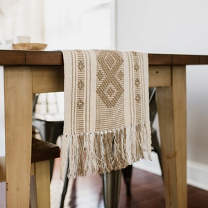 Mexican Woven Table Runner/Boho Table Runner/Neutral White Table/Macrame Table Runner/Beach Boho Wedding/Fair Trade Gifts made in Oaxaca