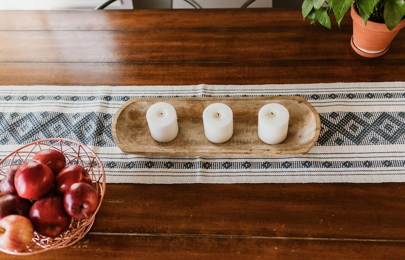 Mexican Table Runner/Day of the Dead Decor, Country Blue/Black/Neutral/Macrame/Beach Wedding/Boho Wedding//Fair Trade Oaxacan Table Runner image 4