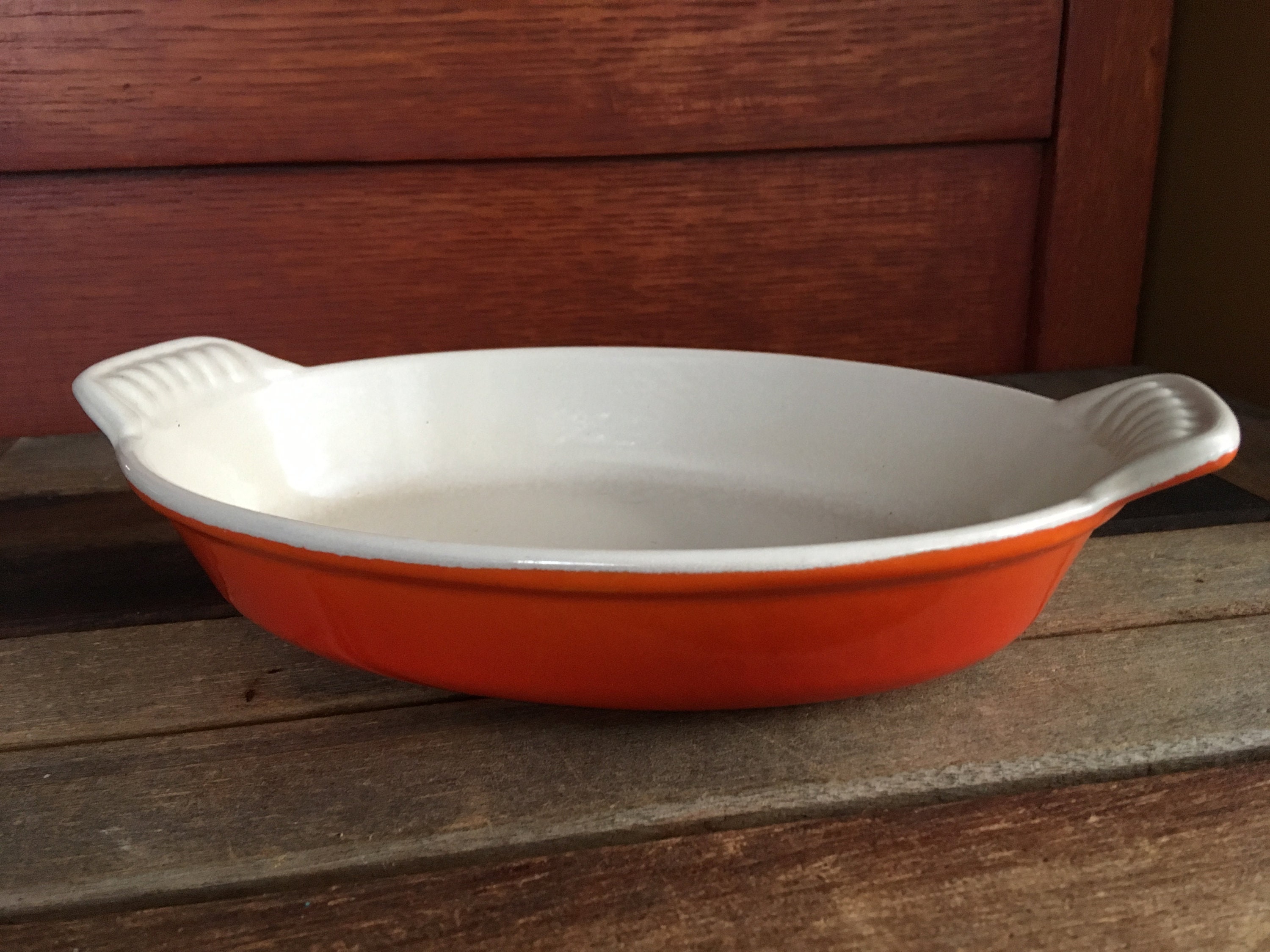 Vintage Le Creuset Oval Gratin Dish 20 Cast Iron Enameled Etsy