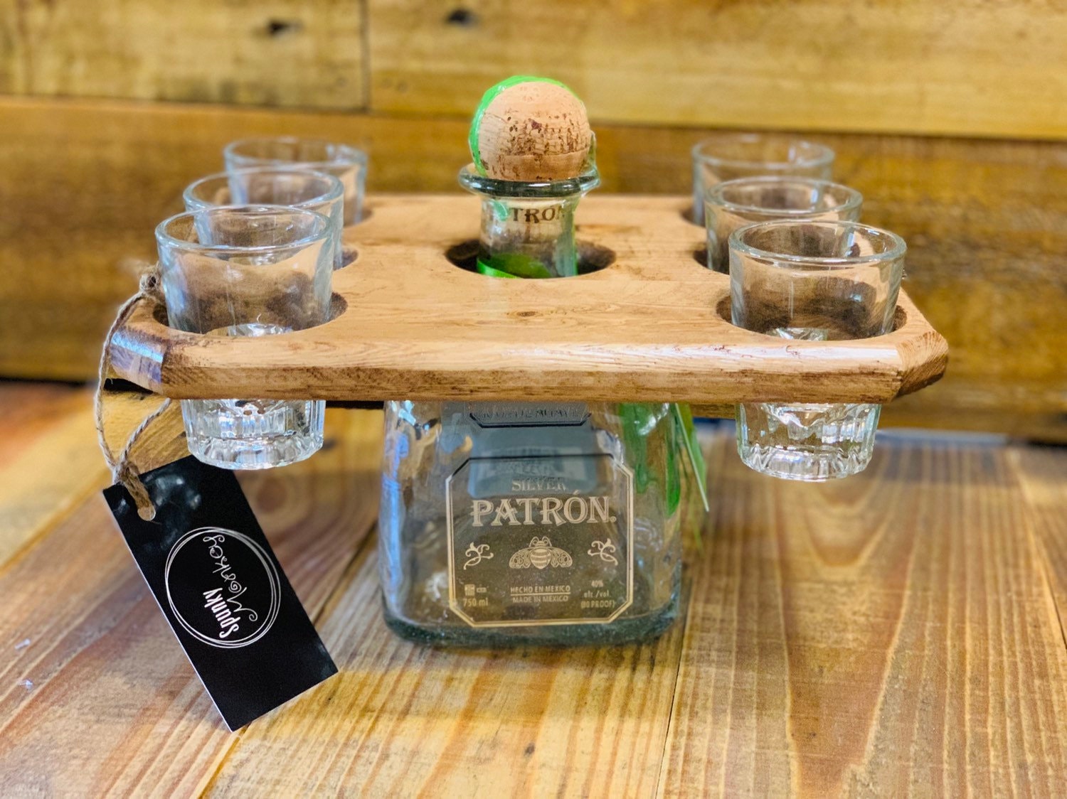 Shot Glass Caddy (6 glass) Reclaimed Wood