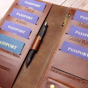 Porta pasaporte familiar 4 Billetera de viaje familiar 5 Porta pasaporte de cuero Pasaporte familiar de cuero con capacidad para 6, 8 y 10 Organizador de pasaporte personalizado