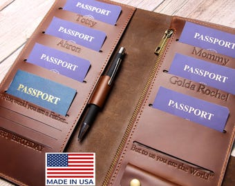 Porta pasaporte familiar 4 Billetera de viaje familiar 5 Porta pasaporte de cuero Pasaporte familiar de cuero con capacidad para 6, 8 y 10 Organizador de pasaporte personalizado
