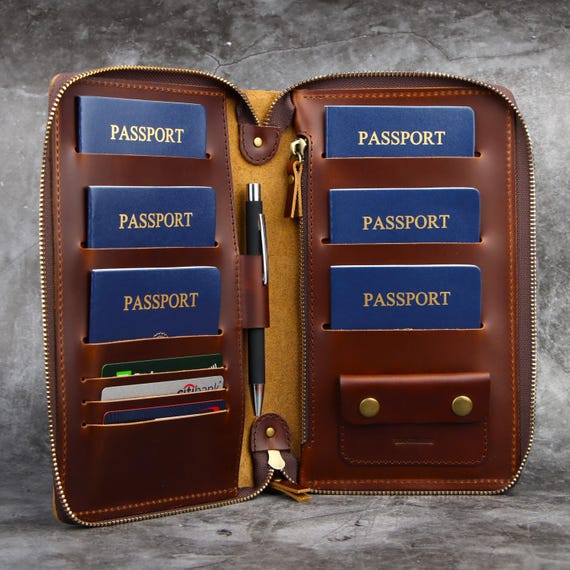 Leather Family Passport Holder For LUCRIN Family Passport Holder For In Personalised Leather