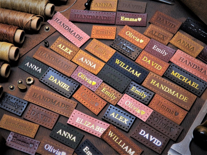 Leather Name Tag Leather Labels Custom Labels for Handbags Etsy