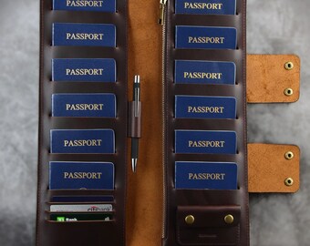Family passport holder 12 Travel wallet  leather passport holder 6 leather case passport holds 4 7 10 personalized passport cover organizer