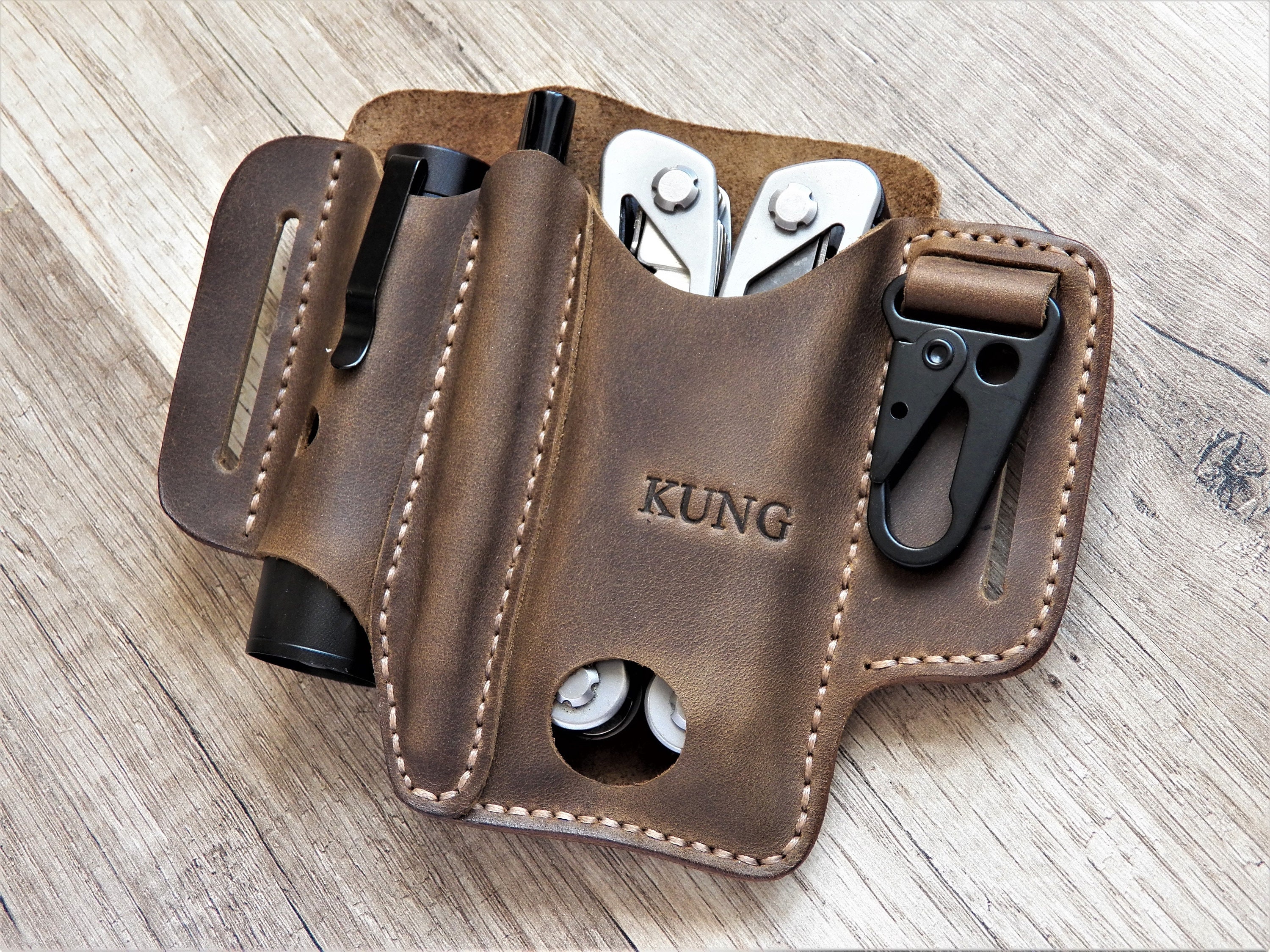 Leatherman wave pouch EDC organizer Leatherman leather sheath Etsy