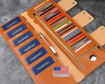 Family passport holder 2, Family travel wallet 3, leather passport cover 4, leather family passport holds 6 7 personalized passport AirTag